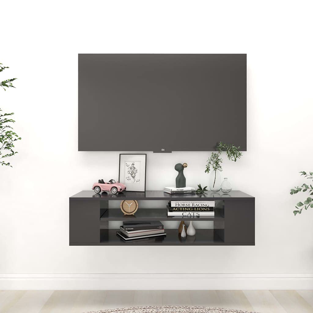 vidaXL Hanging TV Cabinet Gray 39.4&quot;x12&quot;x10.4&quot; Chipboard