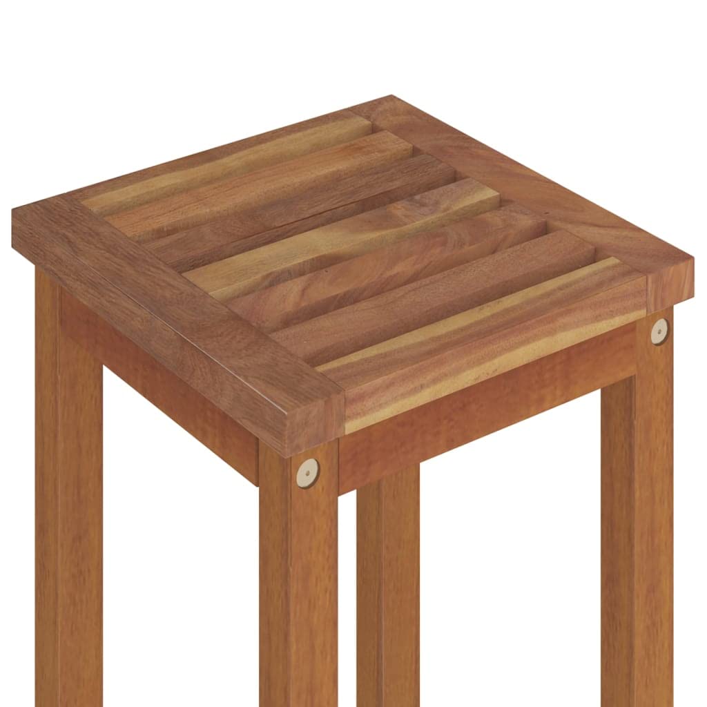 vidaXL Solid Acacia Wood Bar Stools - Set of 4 - Rustic Design, Durable Outdoor Seating, Comfortable Footrests, Farmhouse Style. Easy Assembly Required. Mocha Brown.