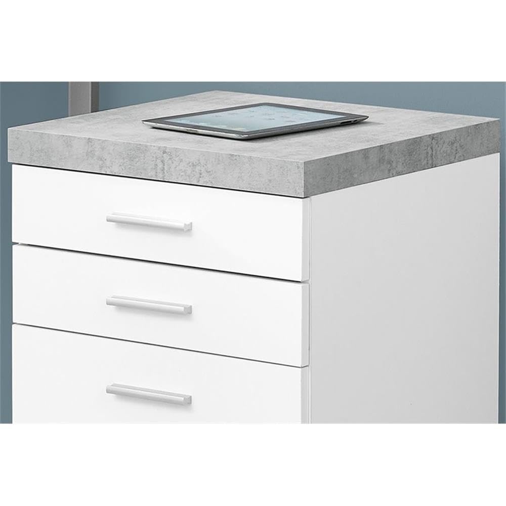 Monarch Specialties I 7051 File Cabinet, Rolling Mobile, Storage Drawers, Printer Stand, Office, Work, Laminate, Grey, White, Contemporary, Modern