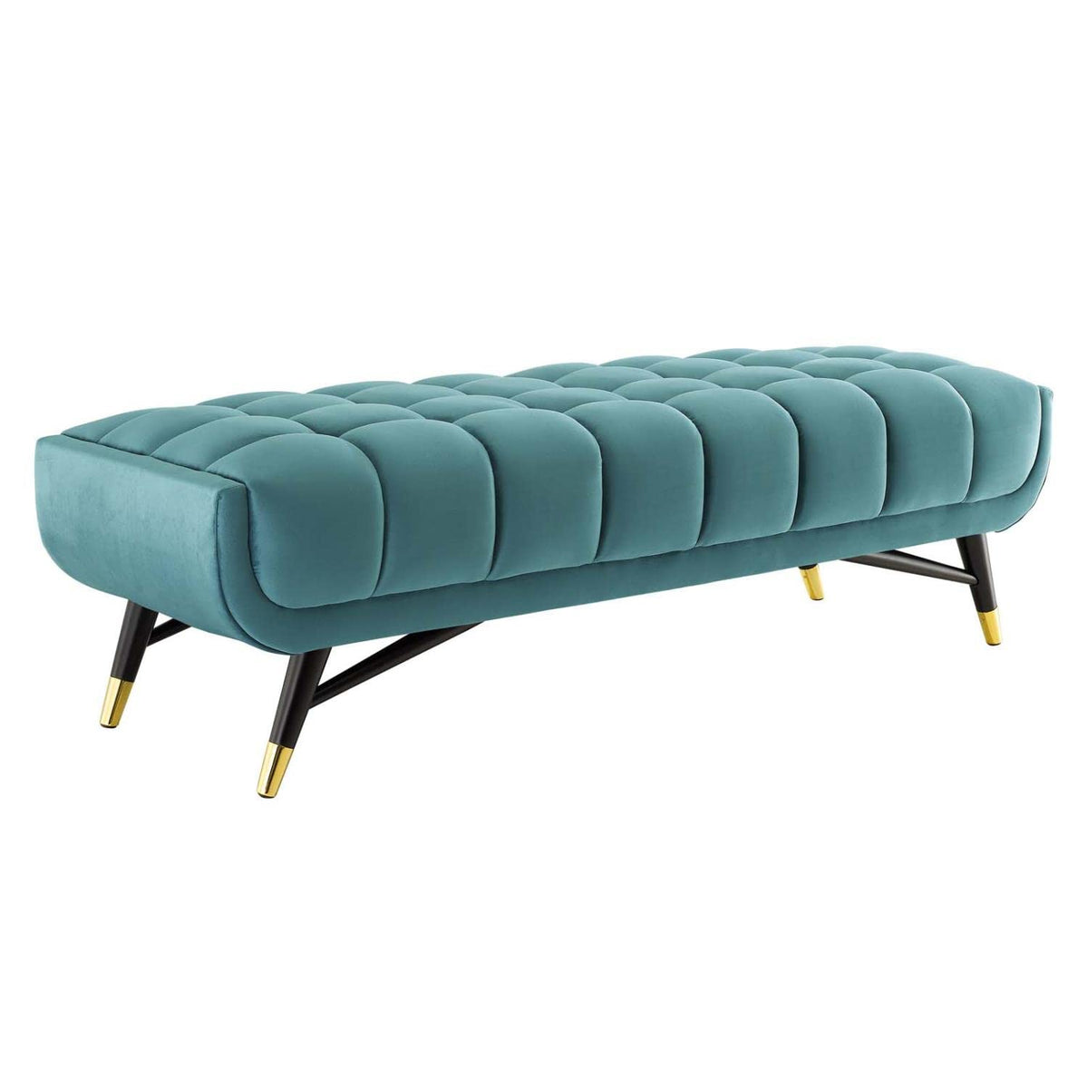 Modway Adept 60&quot; Performance Velvet Bench In Sea Blue