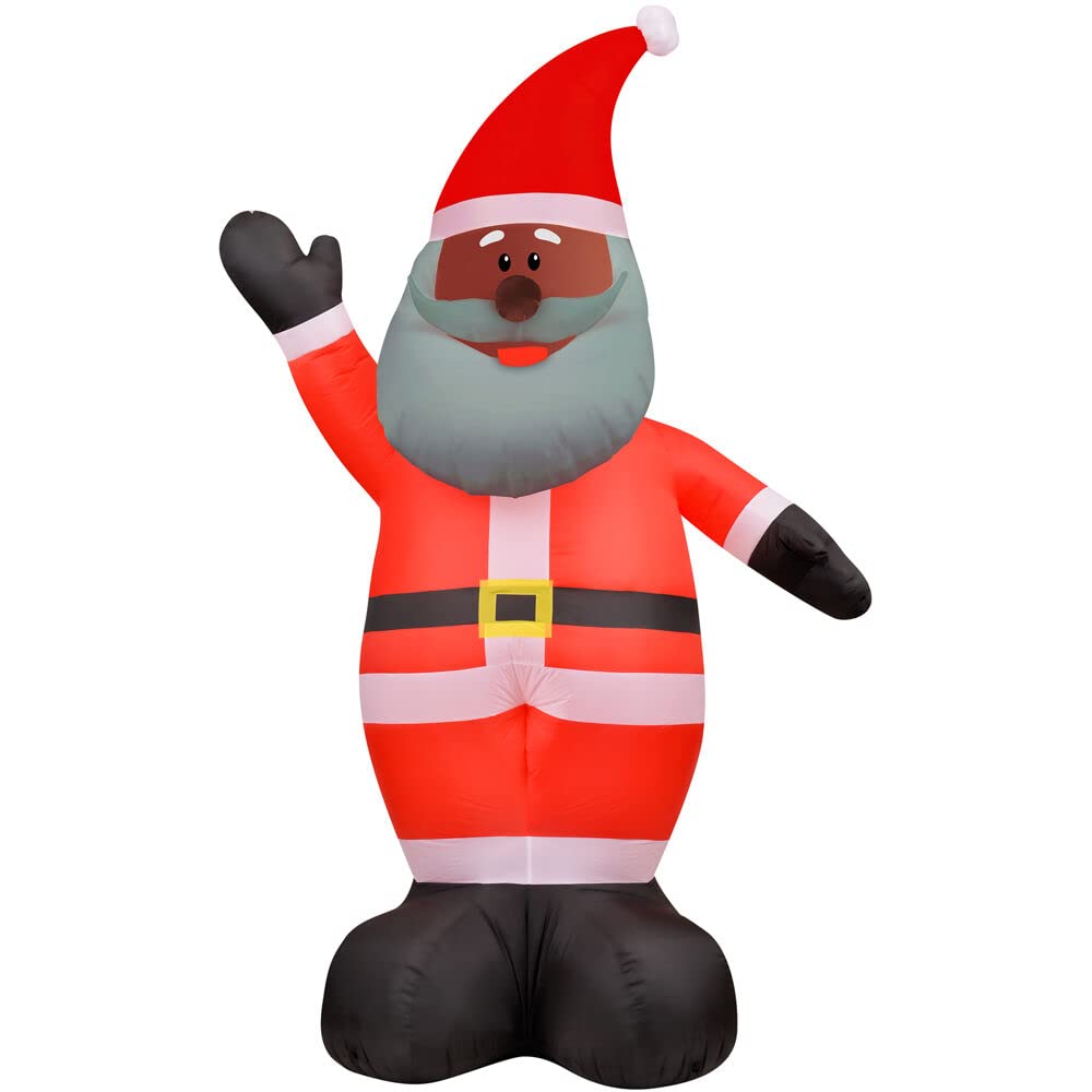 Christmas Time 12-Ft. Tall African American Santa Claus | Prelit Outdoor Christmas Inflatable With Storage Bag | Ct-Aasanta121-L, Red