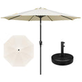 Yssoa 9' Patio Umbrella With 50Lbs 20' Capacity Fillable Heavy Duty Round Base, 8 Sturdy Ribs, For Outdoor Lawn, Deck, Poolside