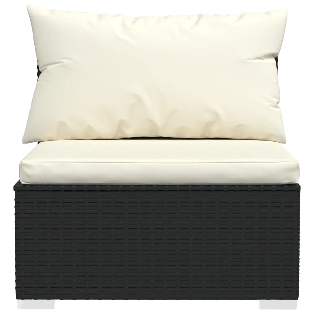 vidaXL Patio Lounge Set Outdoor Sectional Sofa Set 4 Piece Black Poly Rattan