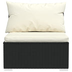 vidaXL Patio Lounge Set Outdoor Sectional Sofa Set 4 Piece Black Poly Rattan