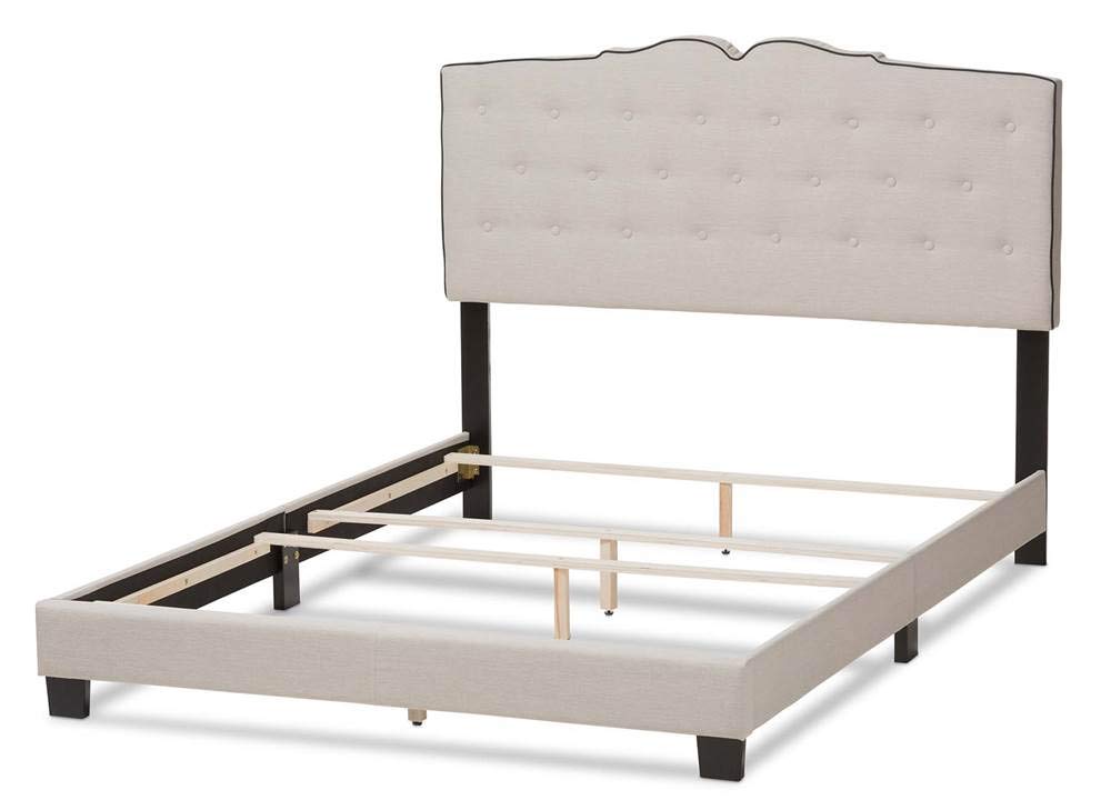 Baxton Studio Vivienne Modern and Contemporary Light Beige Fabric Upholstered King Size Bed