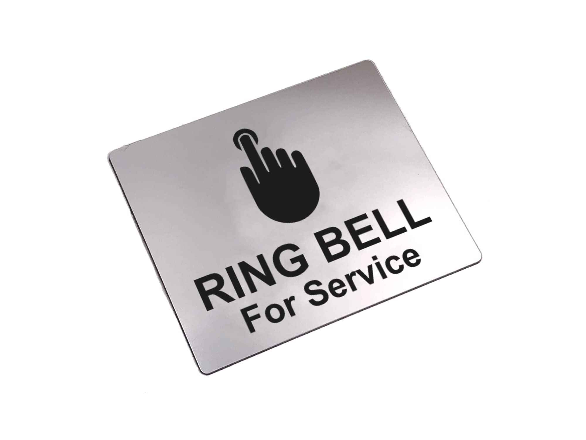 Ring Bell For Service Sign Adhesive Waterproof Sticker Or Door Notice, Silver/Gold/Black Engraved With Universal Icon Symbol And