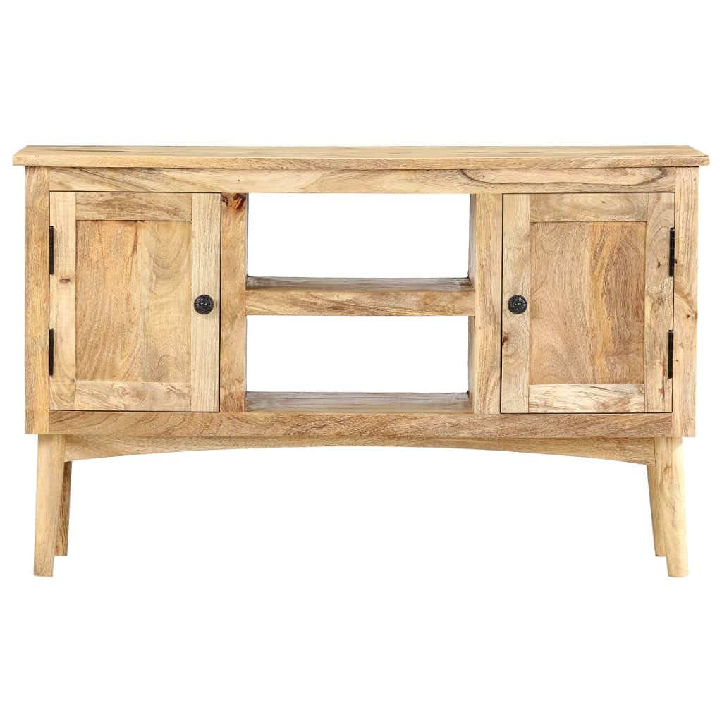 vidaXL Rustic Sideboard, Made of Solid Mango Wood - Farmhouse Style with Rough Look, Two Doors and Open Compartments for Versatile Use and Storage