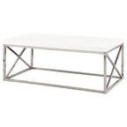 Monarch Specialties Modern Coffee Table for Living Room Center Table with Metal Frame, 44 Inch L, Glossy White / Chrome