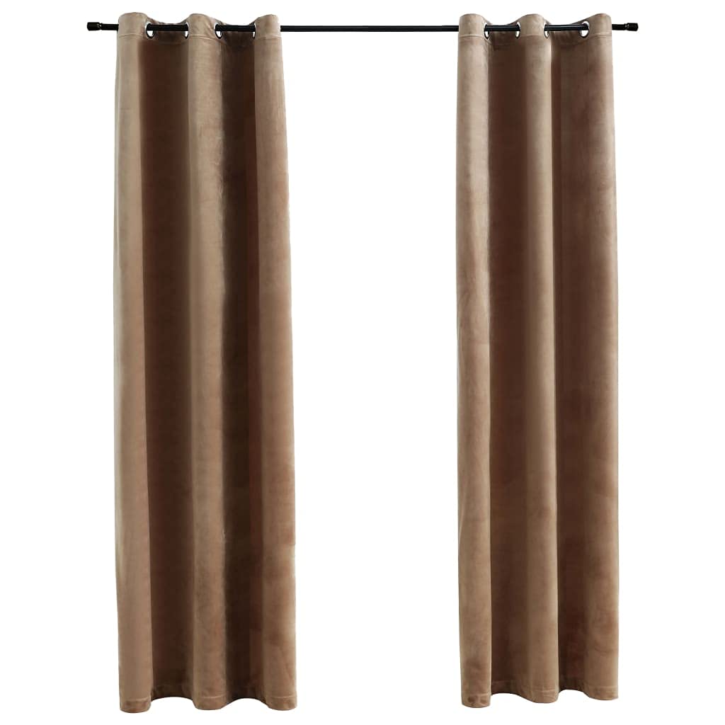 vidaXL Velvet Blackout Curtains - Beige, 37&quot;x95&quot;, Comes with Rings, Set of 2, Ideal for Living Room, Bedroom, Office Space