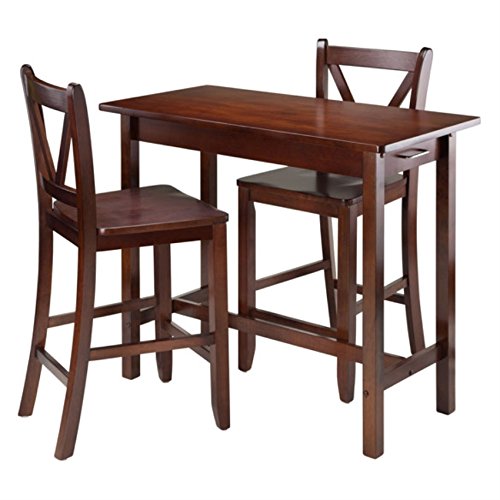 Ergode Sally 3-Piece Kitchen Island Table Set | 2 Drawers | Saddle Seat Stools | Space-Saving & Stylish | (94364-VV)
