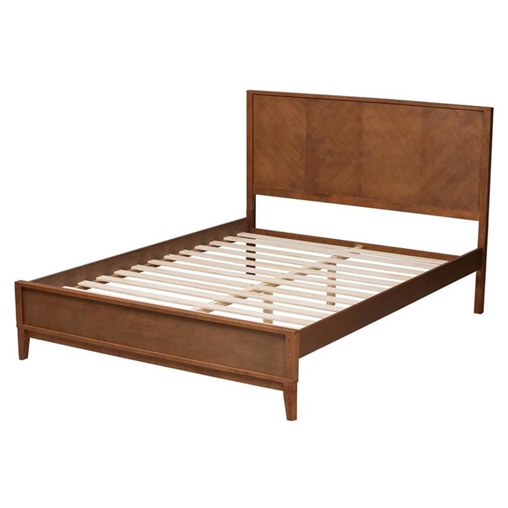 Baxton Studio Carver Classic Transitional Ash Walnut Finished Wood Queen Size Platform Bed