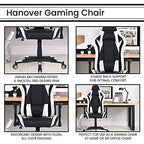 Commando Ergonomic Gaming Chair in Black and White with Adjustable Gas Lift Seating, Lumbar and Neck Support