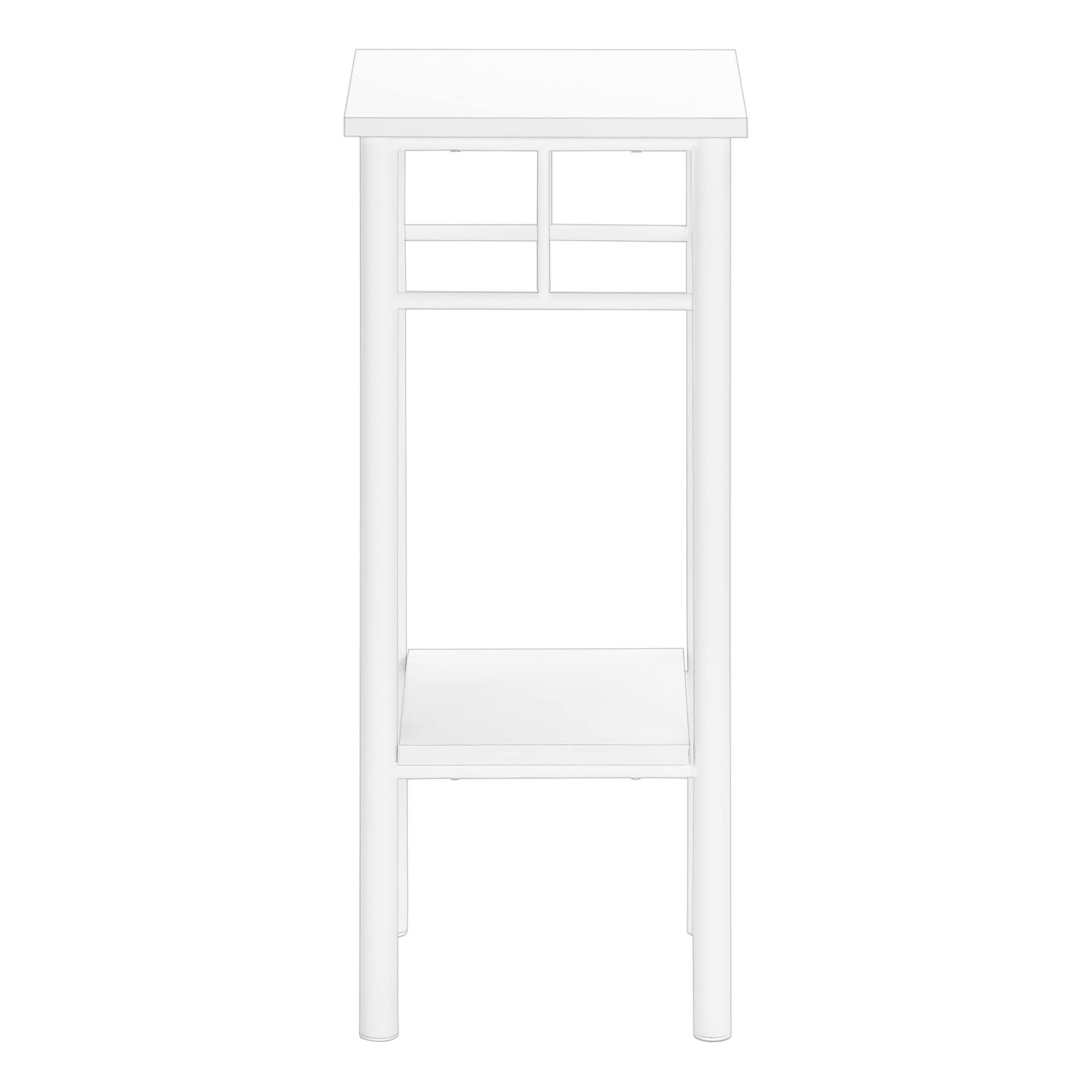 Monarch Specialties I 3279 Accent Table, Side, End, Plant Stand, Square, Living Room, Bedroom, Metal, Laminate, White, Contemporary, Modern