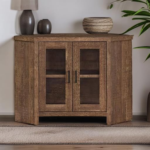 Monarch Specialties STAND-42 L/BROWN RECLAIMED WOOD-LOOK CORNER Tv Stand