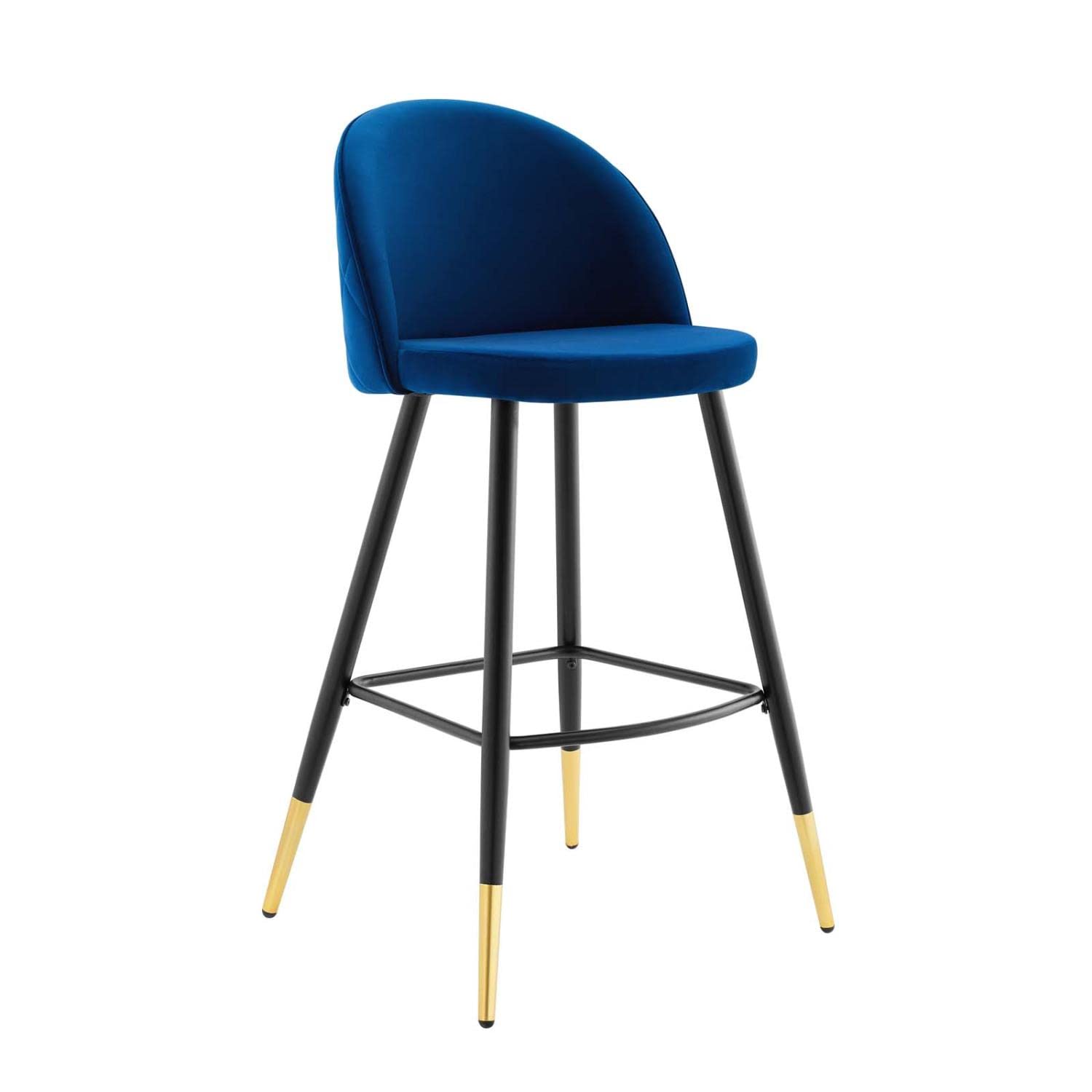 Modway Cordial Performance Velvet Dining Bar Stools in Navy - Set of 2
