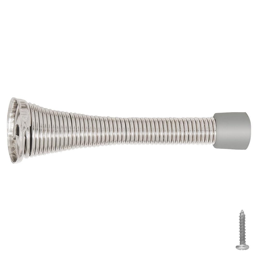 Spring Door Stop Wall Protector With Rubber Tip - Satin Nickel Spring Door Stoppers 20-Pack - Design House, 188284