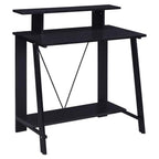 Acme Nypho Wooden 2 Shelves Writing Desk With Metal Frame In Black