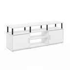 Furinno Jensen Entertainment Center Stand for TV up to 70 Inch, Plastic Pole, Solid White/Black