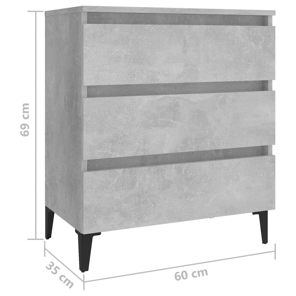 vidaXL Sideboard Concrete Gray 23.6&quot;x13.8&quot;x27.2&quot; Chipboard