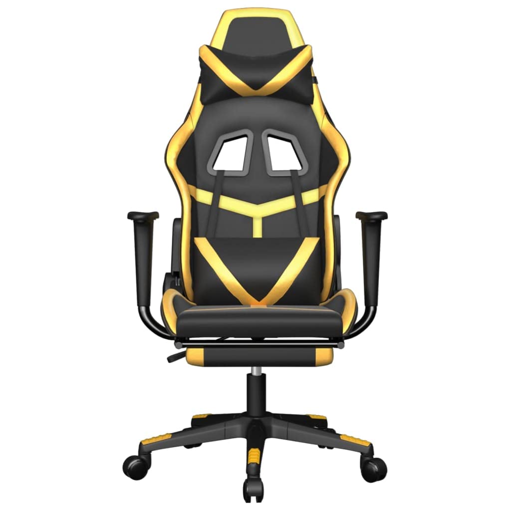 vidaXL - Black and Gold Faux Leather Massage Gaming Chair, Luxurious and Comfortable - with Adjustable Seat and Backrest for Customizable Experience