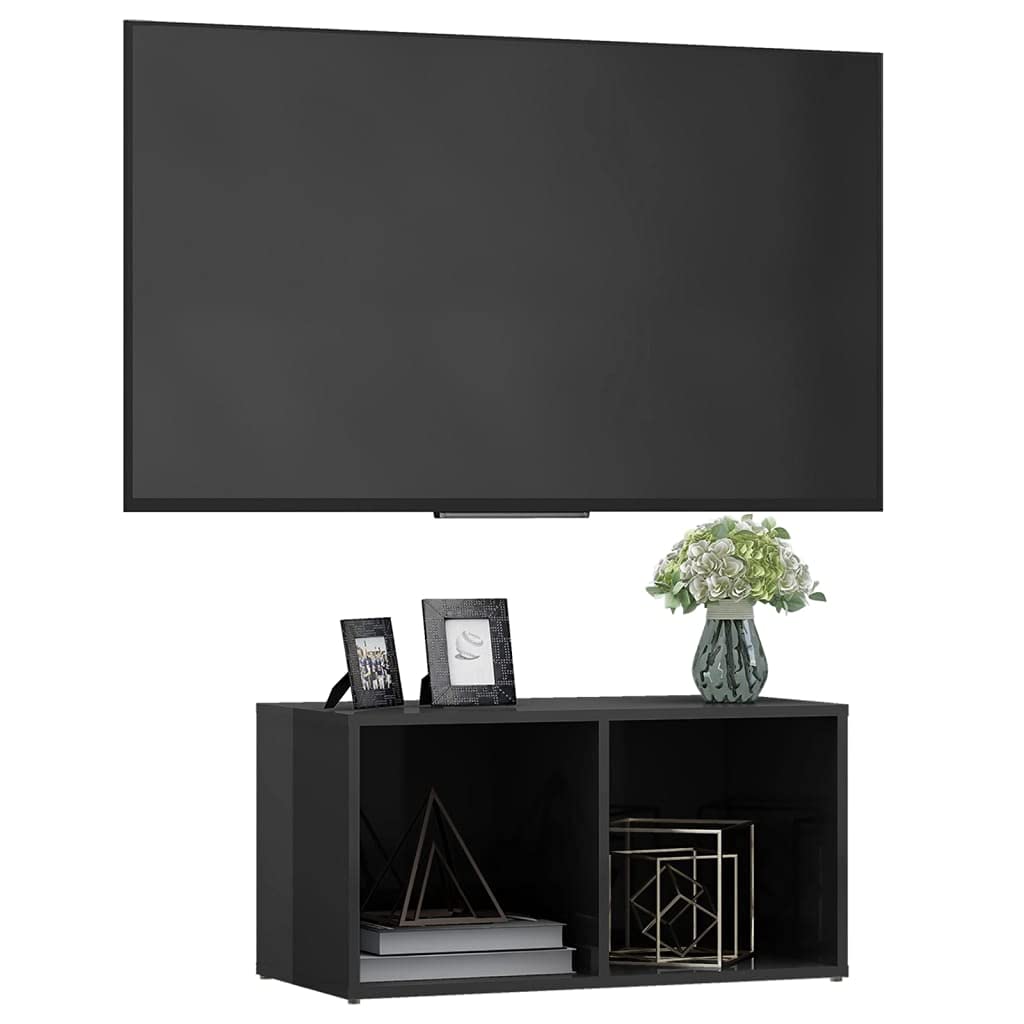 vidaXL TV Cabinet High Gloss Gray 28.3&quot;x13.8&quot;x14.4&quot; Chipboard