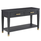 Steve Silver Co Yves Modern Console Sofa Dual Drawers, Bottom Shelf Table, 48 x 18 x 30, Rubbed Charcoal with Brushed Brass Accents