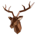 Keygift Deer Head Wall Decor Geometrical Antique Copper Deer Antlers Wall Sculpture Faux Taxidermy Resin Wall Animal Head 19x7x1