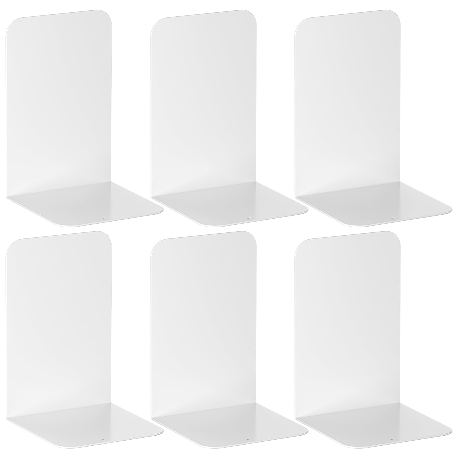 Vfine Bookends 3 Pairs, White Metal Bookends, Book Ends For Shelves, Bookends For Shelves, Desktop Bookend, Book Ends For Heavy