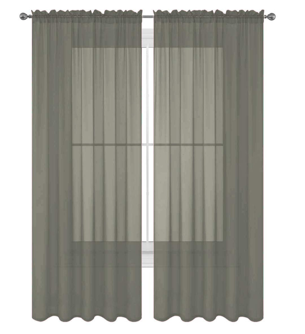 Decotex 2 Piece Solid Elegant Sheer Curtains Fully Stitched Panels Window Treatment Drape (54'' X 63'', Gray)