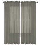 Decotex 2 Piece Solid Elegant Sheer Curtains Fully Stitched Panels Window Treatment Drape (54'' X 63'', Gray)