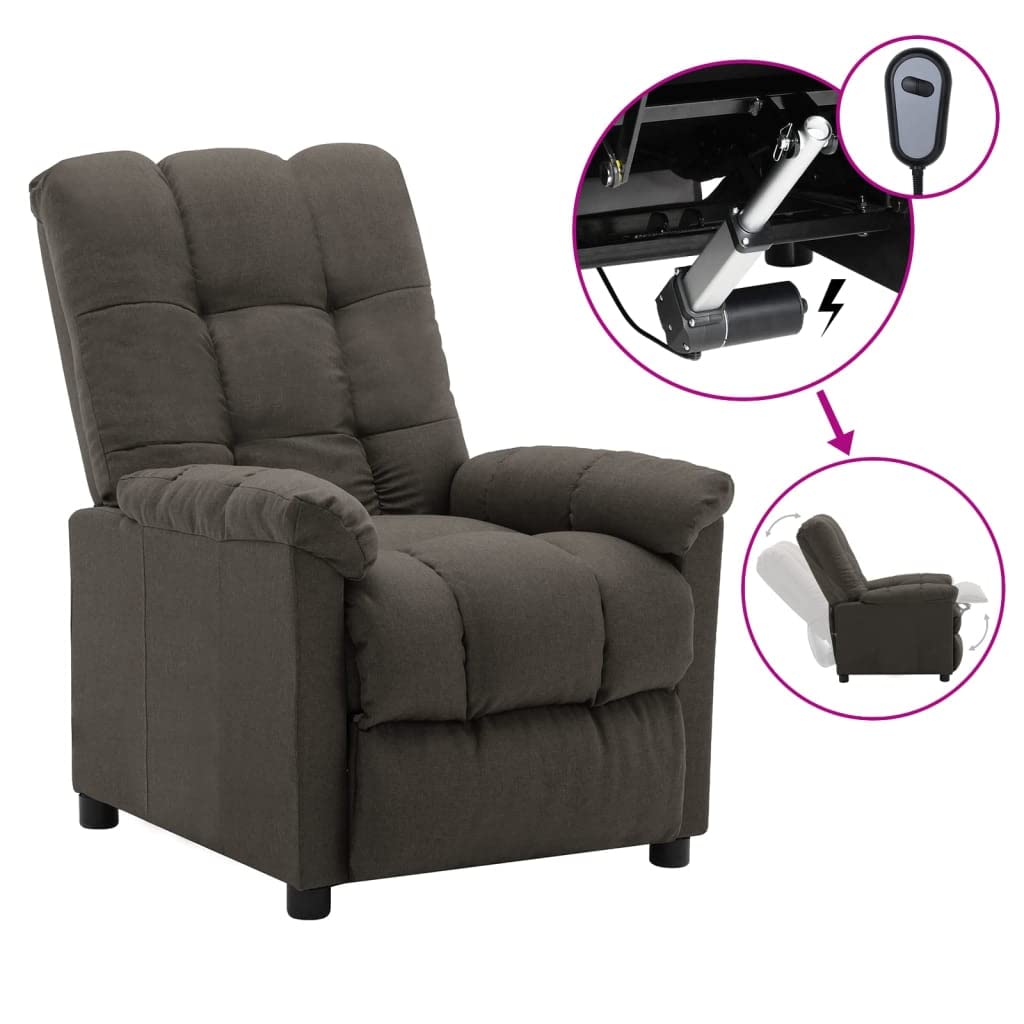 vidaXL Taupe Fabric Recliner - Adjustable Backrest and Footrest, Padded Seat, Easy Assembly, Side Pocket, Durable Polyester Upholstery, Sturdy Iron and Plywood Construction