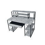 Acme Amiel Wooden 1-Drawer Writing Desk in Faux Concrete and Black
