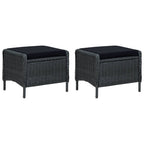 vidaXL Patio Furniture Set 3 Piece, Outdoor Sofa Chair with Coffee Table, Patio Armchair with Cushion for Garden, Modern, Poly Rattan Dark Gray