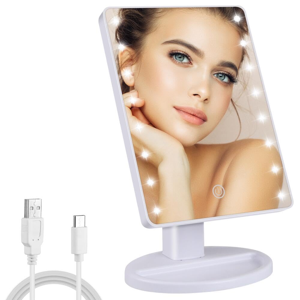 KAKULO Lighted Makeup Mirror with Lights 16 Led Vanity Makeup Mirror with Adjustable Brightness and 180 Degree Rotation Touch Sc