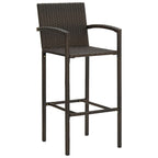 vidaXL Modern Outdoor Indoor Bar Stool Set, Poly Rattan, Weather-Resistant, UV-Resistant, Easy-to-Clean - 2 pcs - Brown