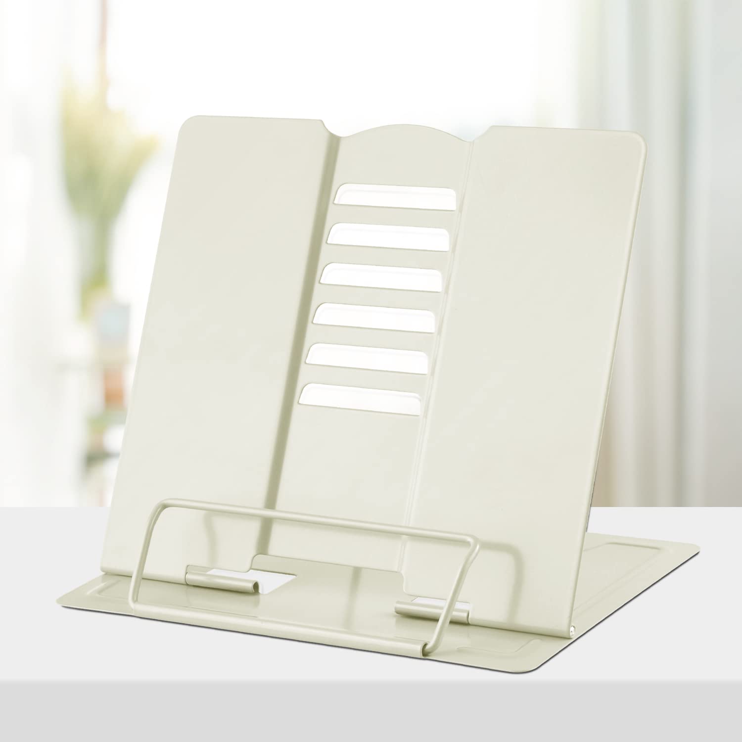 Honagu Book Stand Metal Desk Book Holder, Book Holders For Reading Hands Free, Adjustable Cookbook Documents Holder, Portable Bo
