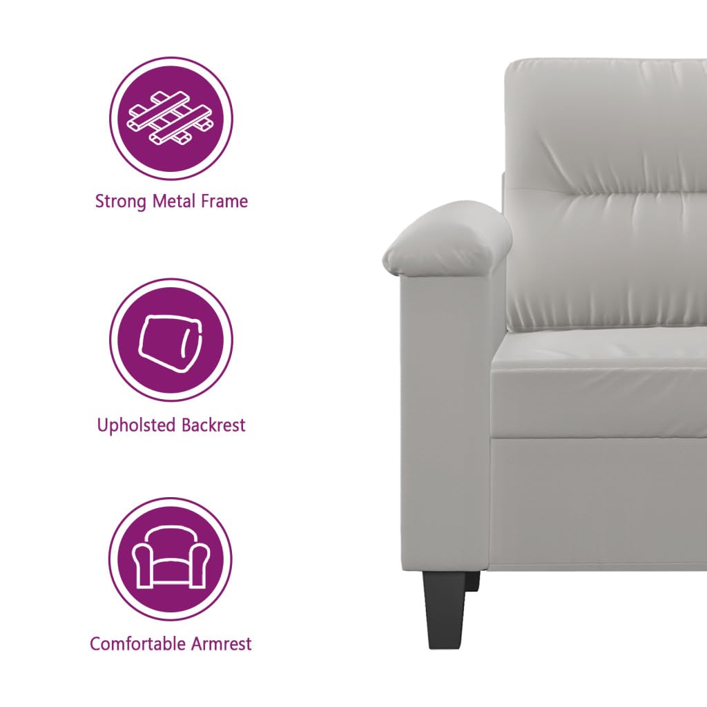 vidaXL Light Gray Microfiber Fabric Sofa Chair - Modern Design Comfortable Seating - Sturdy Metal Frame - Ideal for Reading & Relaxing - Living Room Furniture