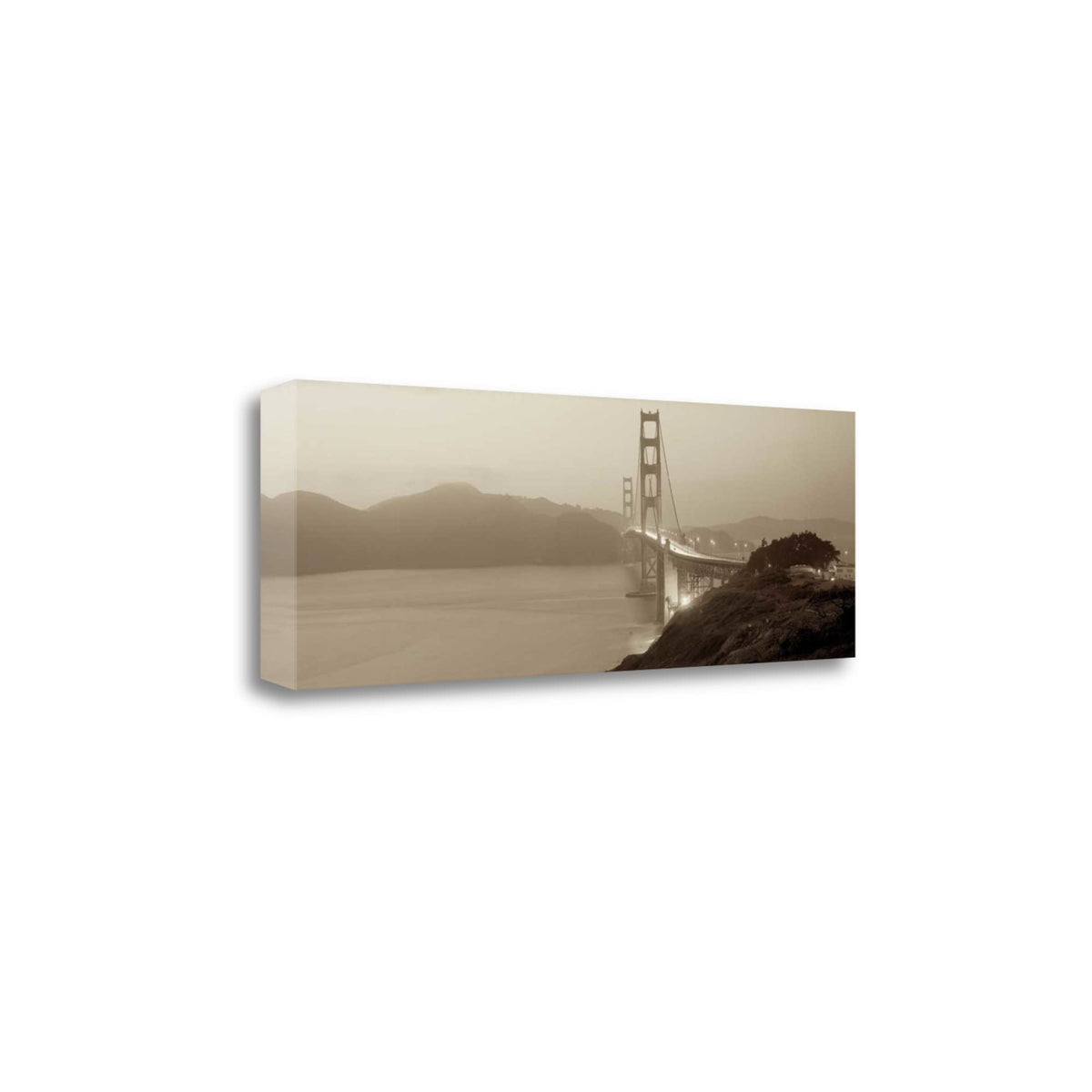 40' Sepia Tone Bridge to the City Gallery Wrap Canvas Wall Art