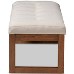 Baxton Studio Caramay Modern and Contemporary Light Beige Fabric Upholstered Walnut Brown Finished Wood Bench
