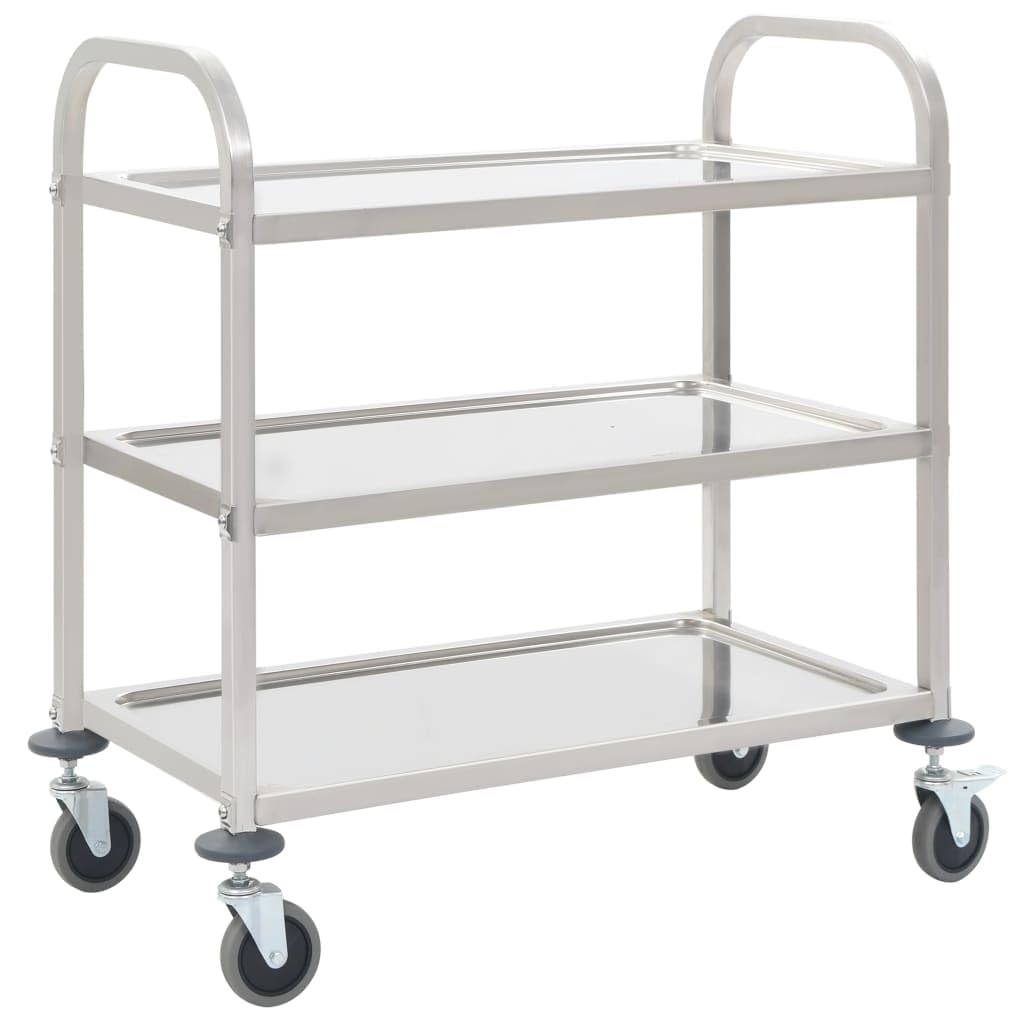 3-Tier Kitchen Trolley 37.4&quot;x17.7&quot;x32.9&quot; Stainless Steel