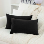 Quorgves Black Pillow Covers 12X20 Inch Pack Of 2 Black Throw Pillows For Couch Living Room Bed Bedroom Soft Velvet Lumbar Throw