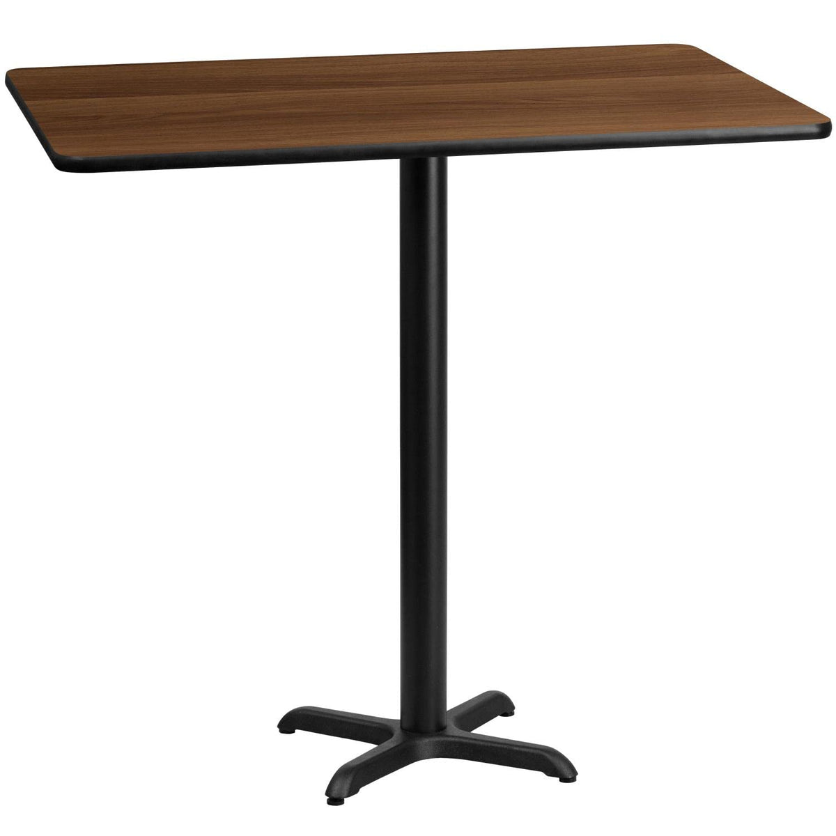 Flash Furniture Stiles 30'' X 60'' Rectangular Walnut Laminate Table Top With 22'' X 22'' Bar Height Table Bases