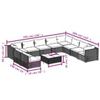 vidaXL Garden Sofa Set - 11 Piece Patio Lounge Outdoor Furniture with Cushions - Poly Rattan -Water-Resistant - Black and Water Blue