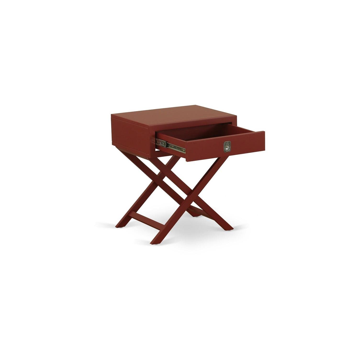 East West Furniture Hane13 One Piece Lovely Hamilton Small Rectangular Table With Drawer, 1-Pack, Burgundy Finish