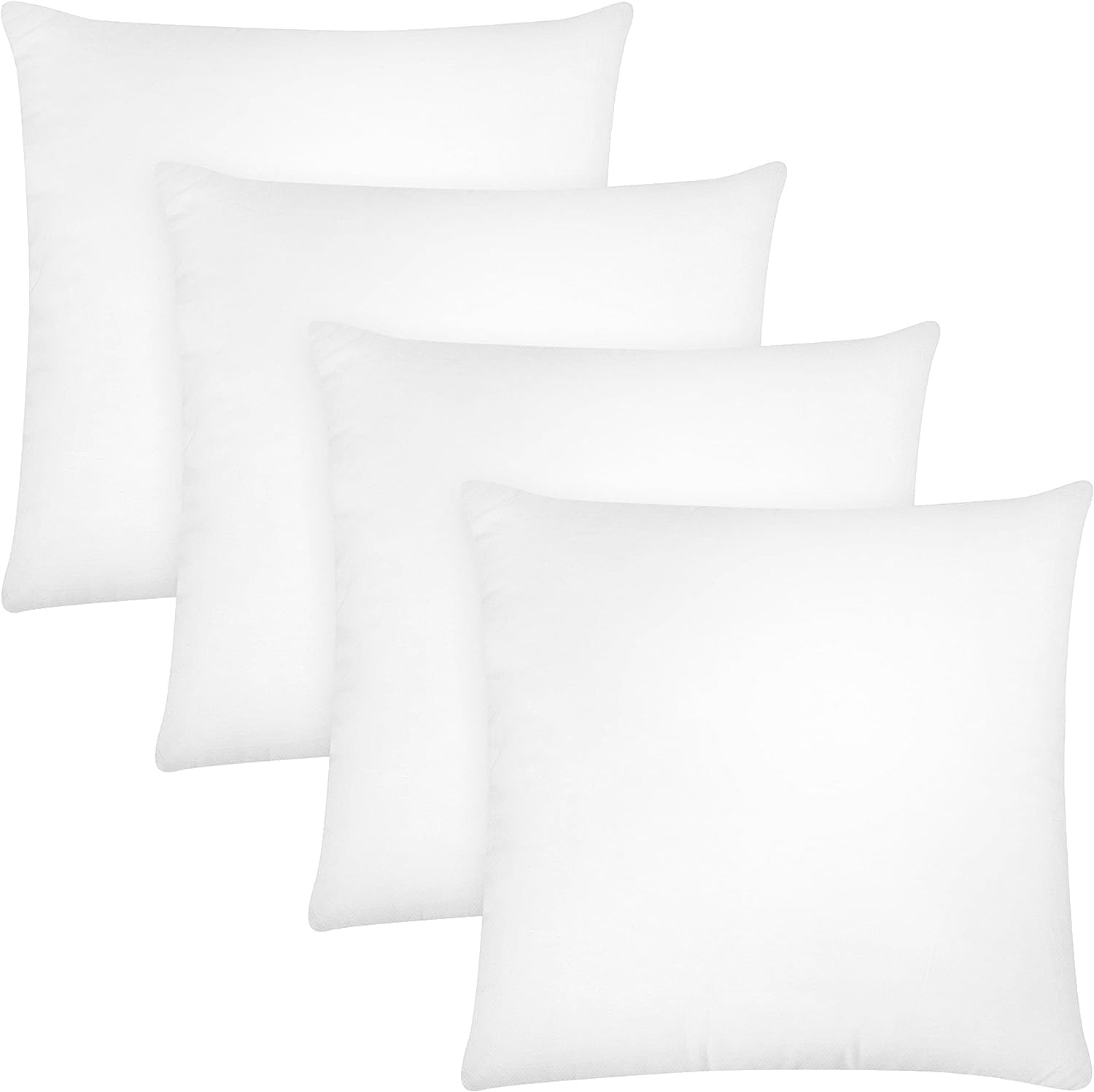 Covers & All Throw Pillow Inserts Pack Of 4, Durable Soft Square 18 X 18 Inches 65 Gsm Non-Woven Fabric With 15D Silicon Fiber F
