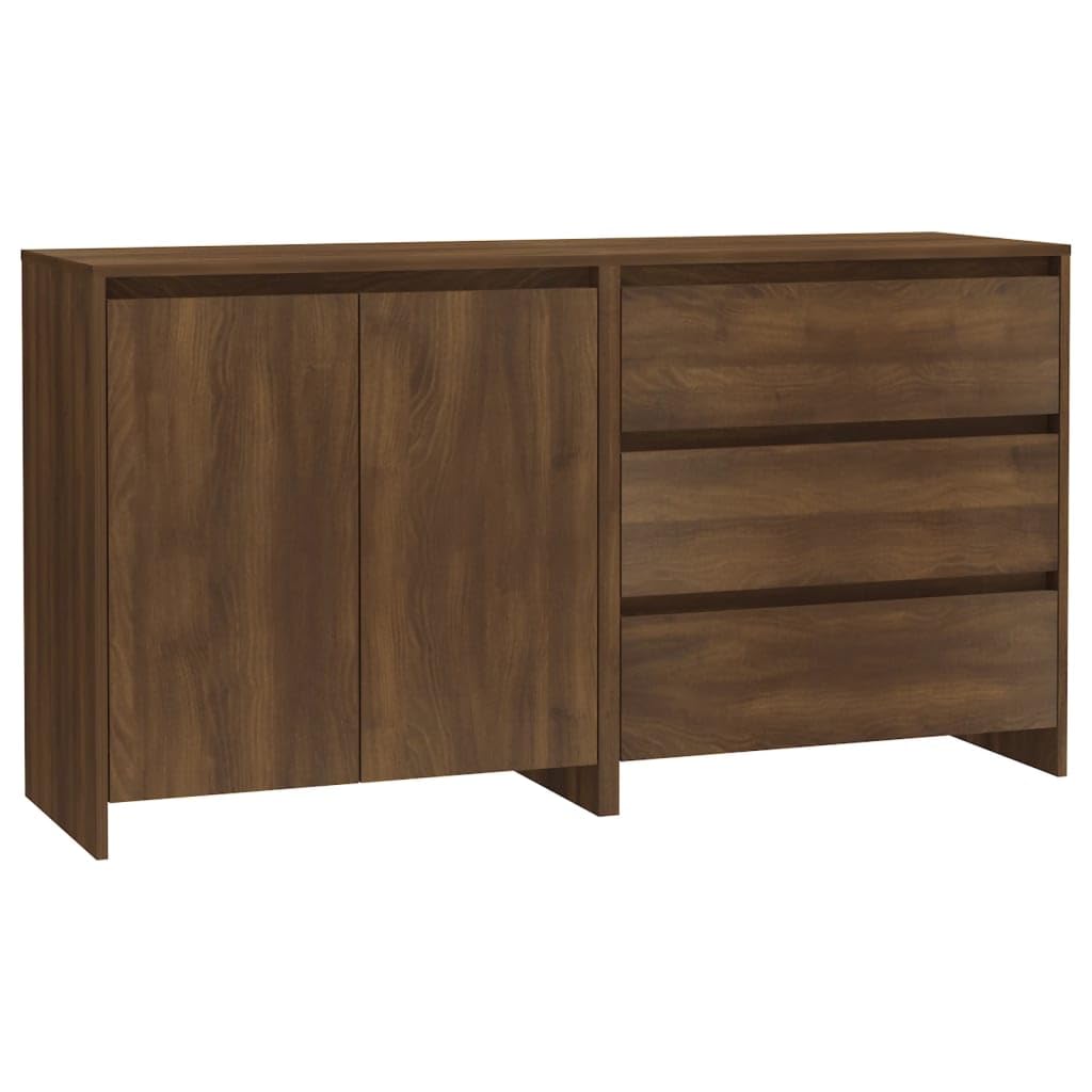 vidaXL Sideboard 2 Piece Home Indoor Bedroom Living Room Highboard Buffet Side Storage Console Cabinet Furniture Brown Oak Engineered Wood