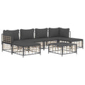 vidaXL 7-Piece Anthracite Poly Rattan Patio Lounge Set with Cushions - Weather-Resistant, Comfortable, and Modular Design for Ou
