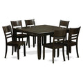 East West Furniture PFLY7-CAP-W 7 Piece Kitchen Table & Chairs Set Consist of a Square Dining Room Table with Butterfly Leaf and 6 Solid Wood Seat Chairs, 54x54 Inch, Cappuccino