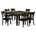 East West Furniture PFLY7-CAP-W 7 Piece Kitchen Table & Chairs Set Consist of a Square Dining Room Table with Butterfly Leaf and 6 Solid Wood Seat Chairs, 54x54 Inch, Cappuccino