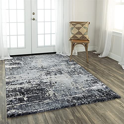 Elect 5'2" X 7'9" Abstract Gray/Gray /Blue Power-Loomed/Hybrid Area Rug